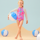 Painted Palms Longsleeve Rashguard Swimsuit
