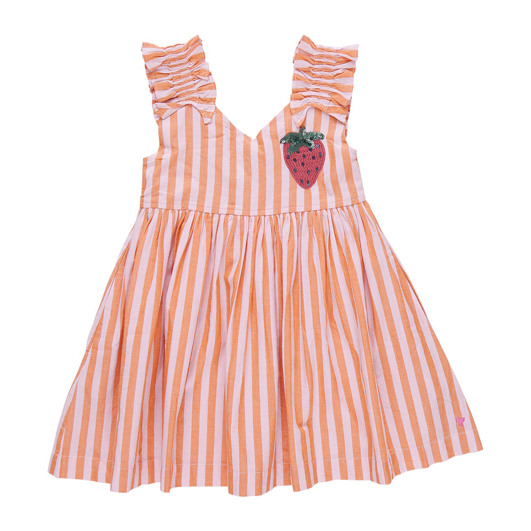 Via Dress - Orange Pink Stripe