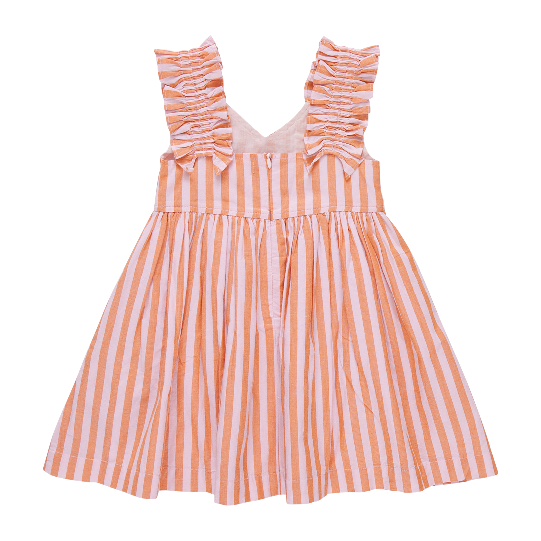Via Dress - Orange Pink Stripe