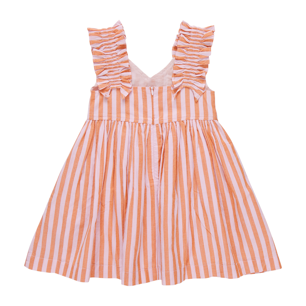 Via Dress - Orange Pink Stripe