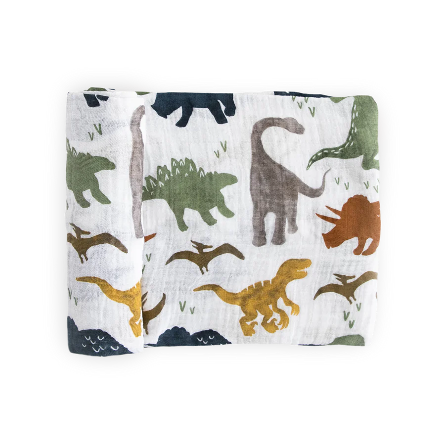 Dino Friends Cotton Muslin Swaddle Blanket