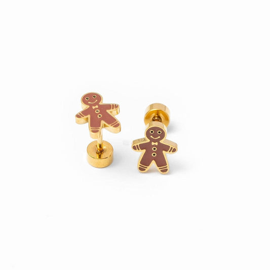 Gingerbread Man Screw-Back Earrings
