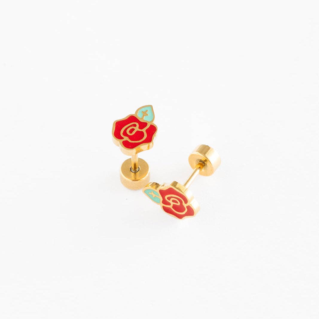 Rose Screw-Back Earrings
