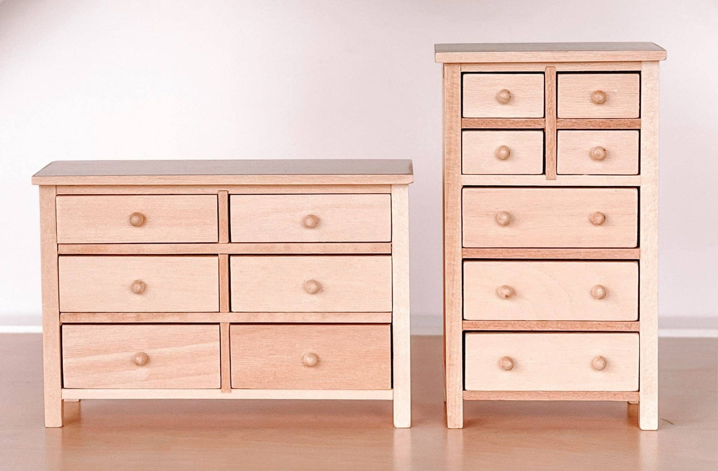 Macy Mae Dollhouse Designs - Dollhouse Tall Dresser | Wood Knobs