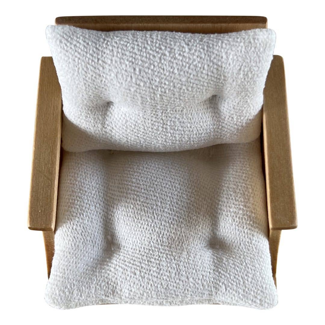 Macy Mae Dollhouse Designs - Dollhouse Patio Chair + Tufted Cushions | Natural Wood White