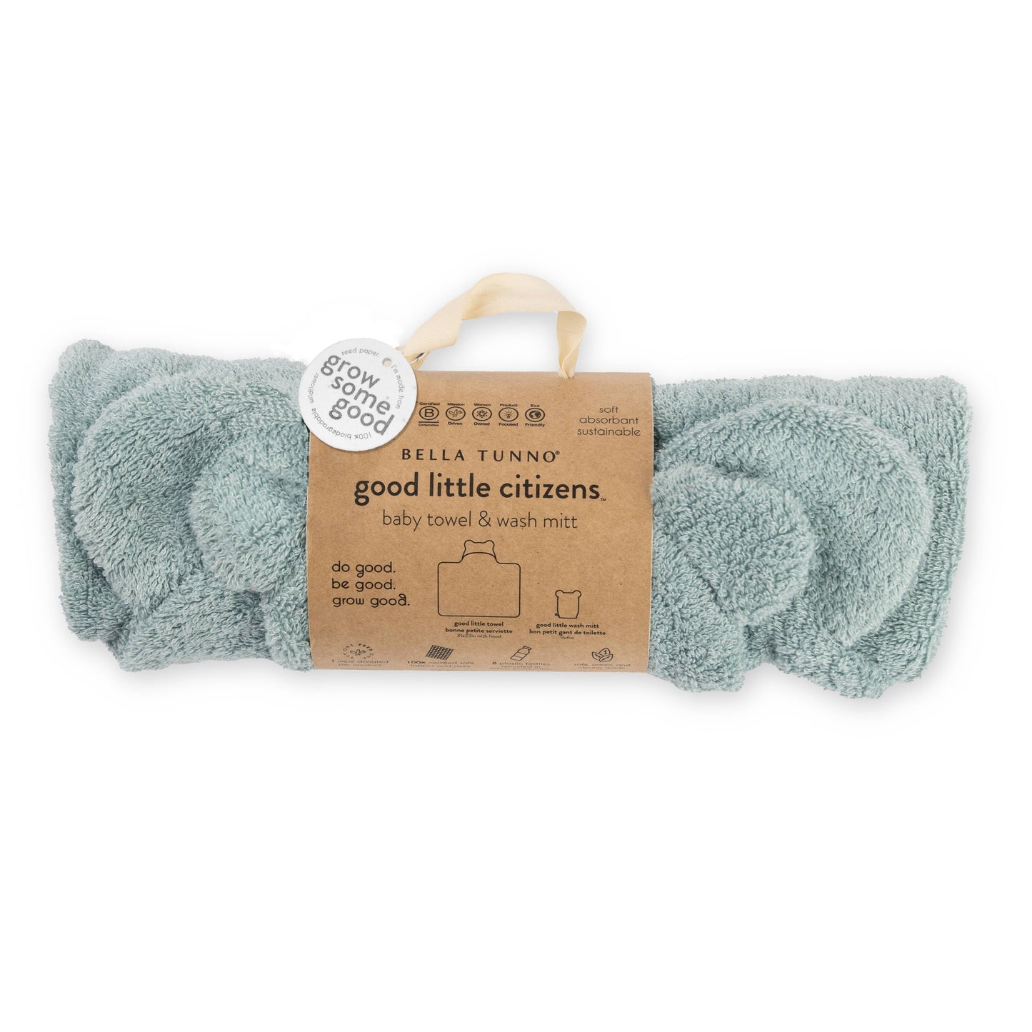 Hooded Towel + Wash Mitt Set - Fog