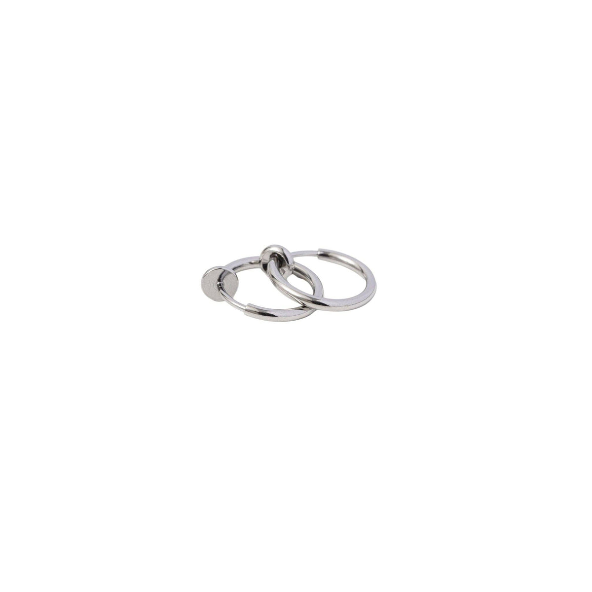 Pip Pop Post - Spring Clip On Silver Hoop - Hypoallergenic, Flat Back, Girl