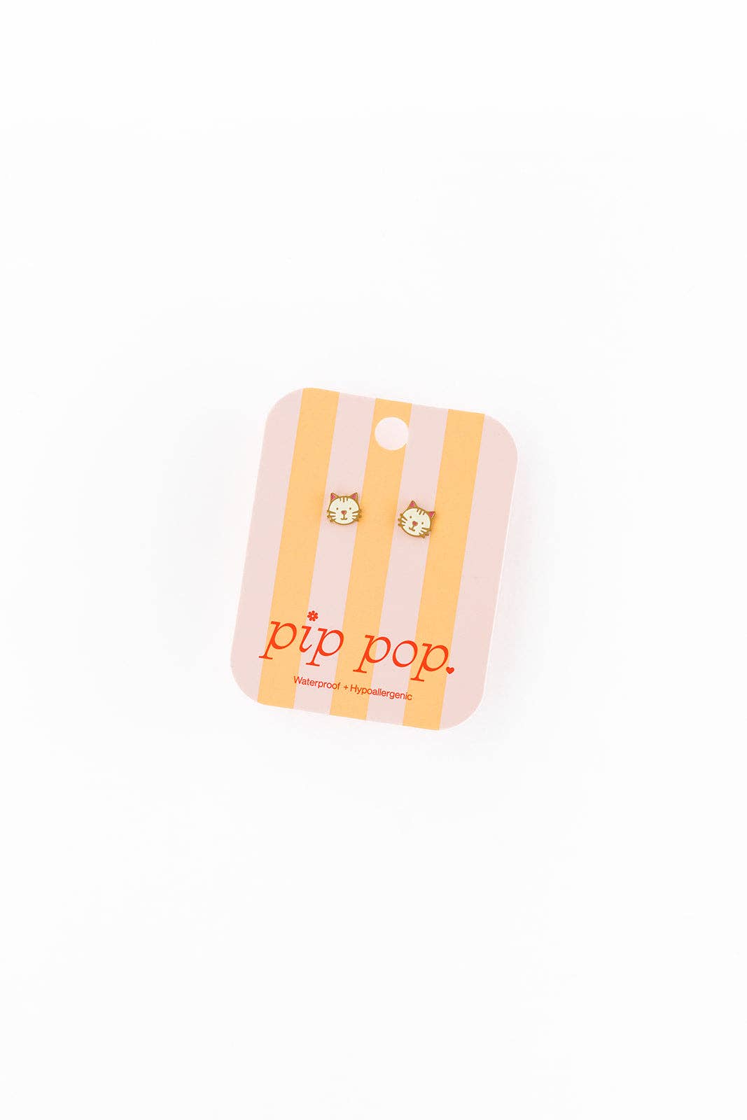 Pip Pop Post - Cat Stud Earrings - Hypoallergenic, Flat Back, Girl Gift
