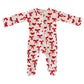 Red Bows / Organic Pointelle 2-Way Zip Footie