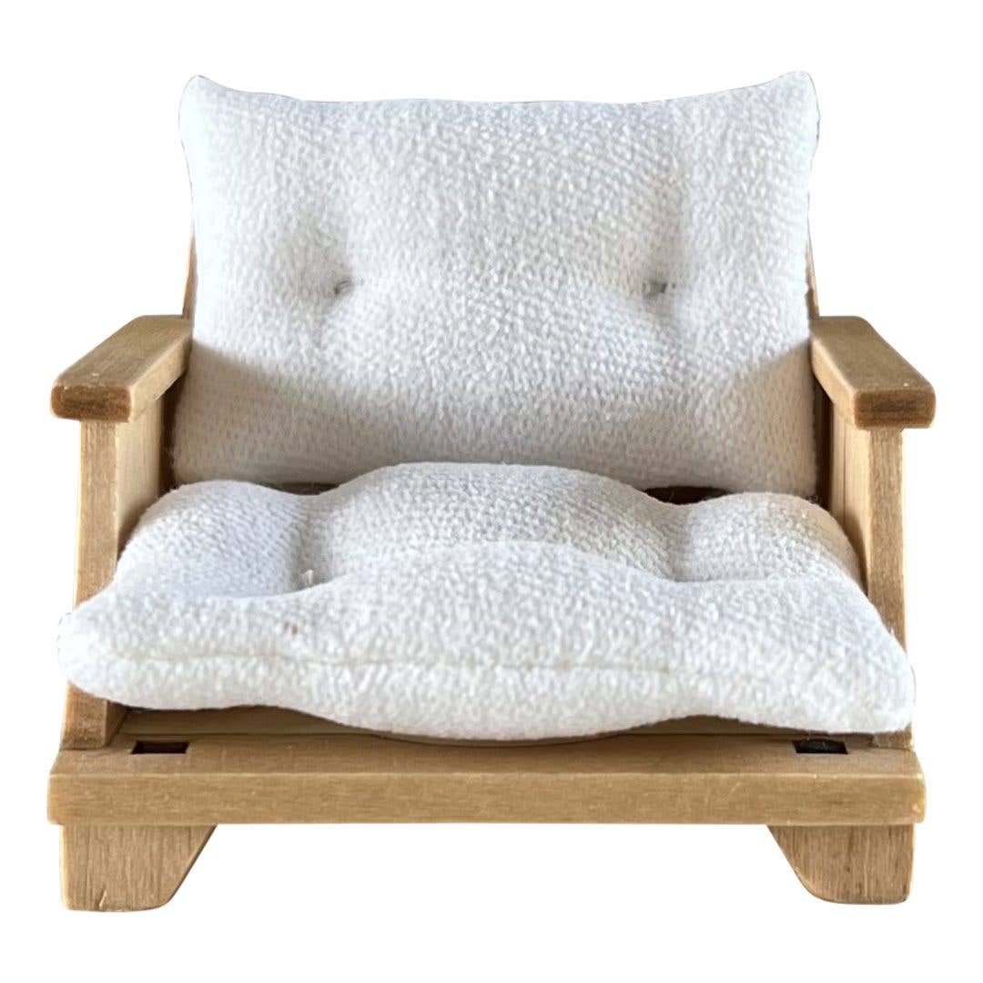 Macy Mae Dollhouse Designs - Dollhouse Patio Chair + Tufted Cushions | Natural Wood White