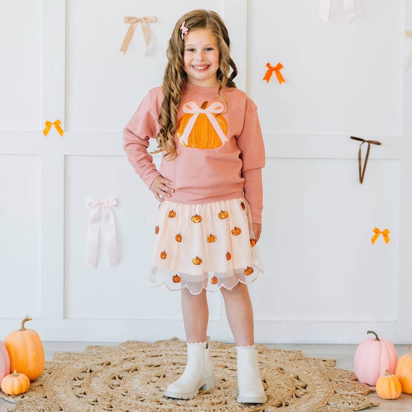 Coquette Pumpkin Sequin Patch Sweatshirt