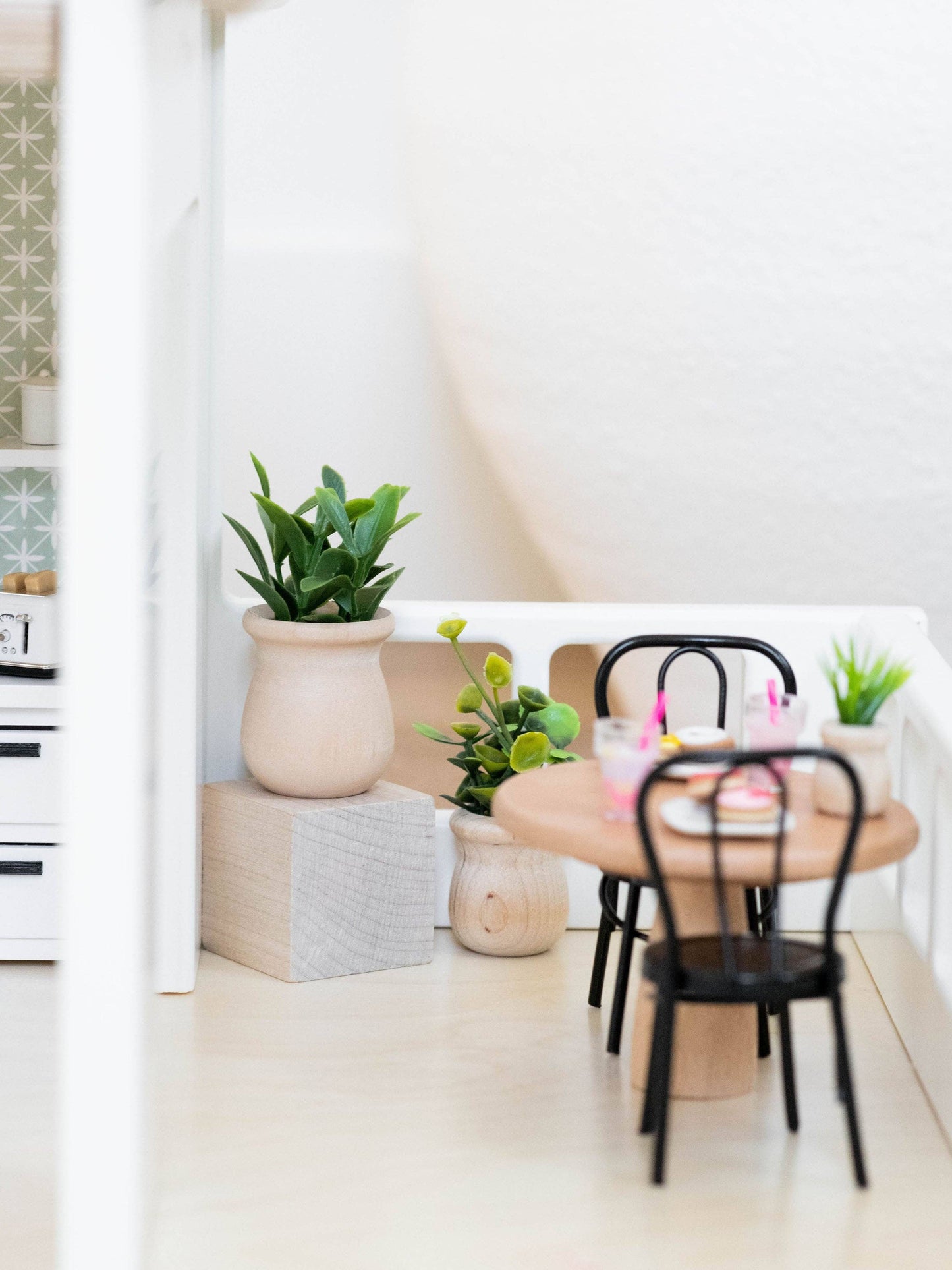 Macy Mae Dollhouse Designs - Dollhouse Round Bistro Dining Table | Natural Wood