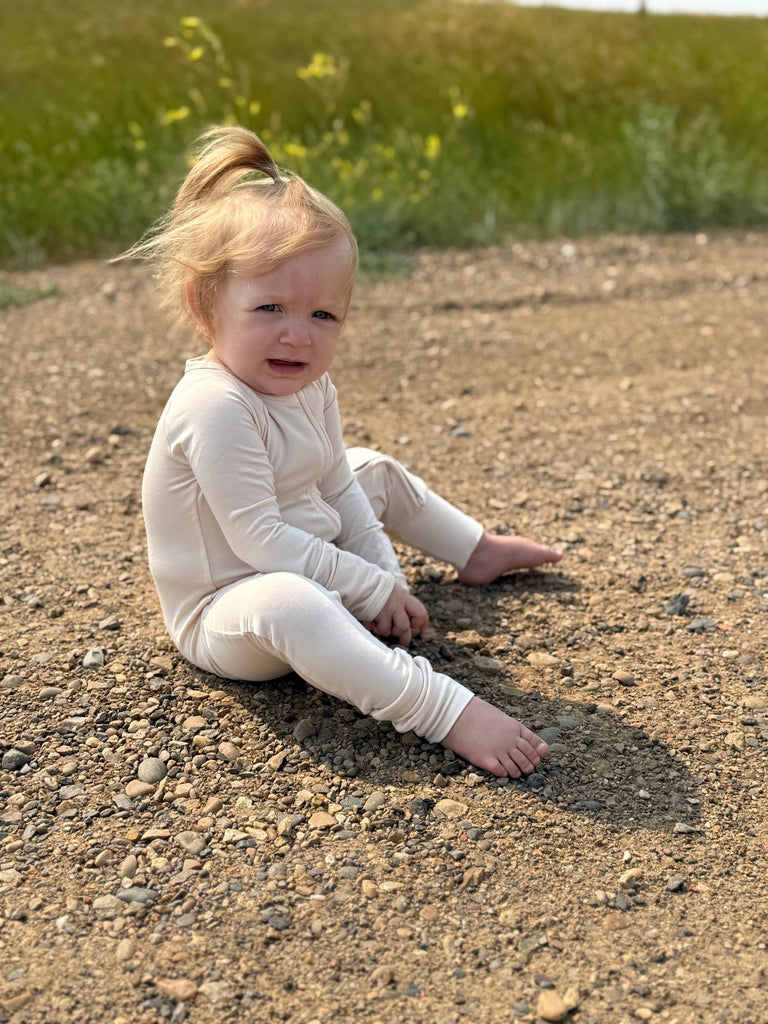 Little Sprouts Clothing - Oat - Convertible Zipper Romper