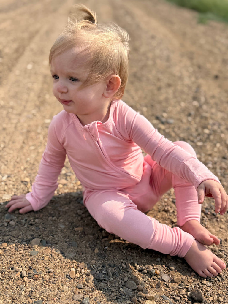 Little Sprouts Clothing -  Petal Pink - Convertible Zipper Romper