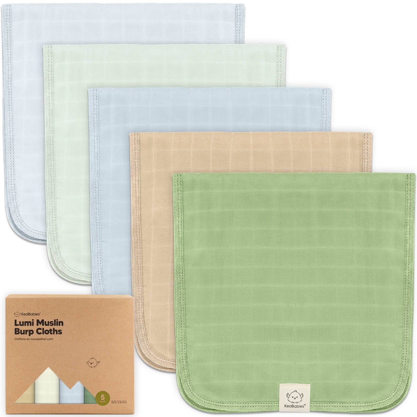5pk Lumi Muslin Burp Cloths - Dew