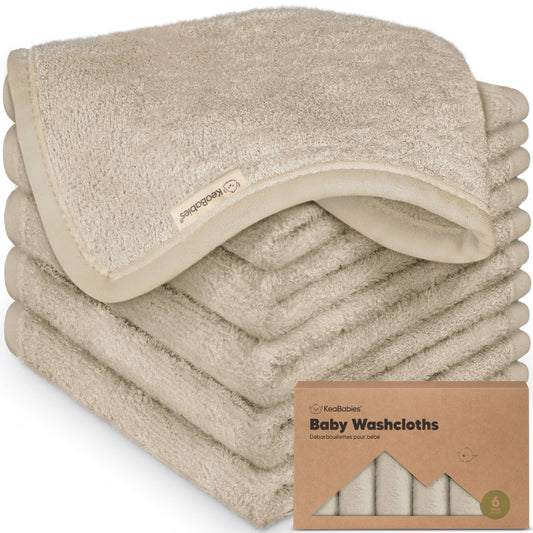 6-Pack Baby Wash Cloths - Earth Brown