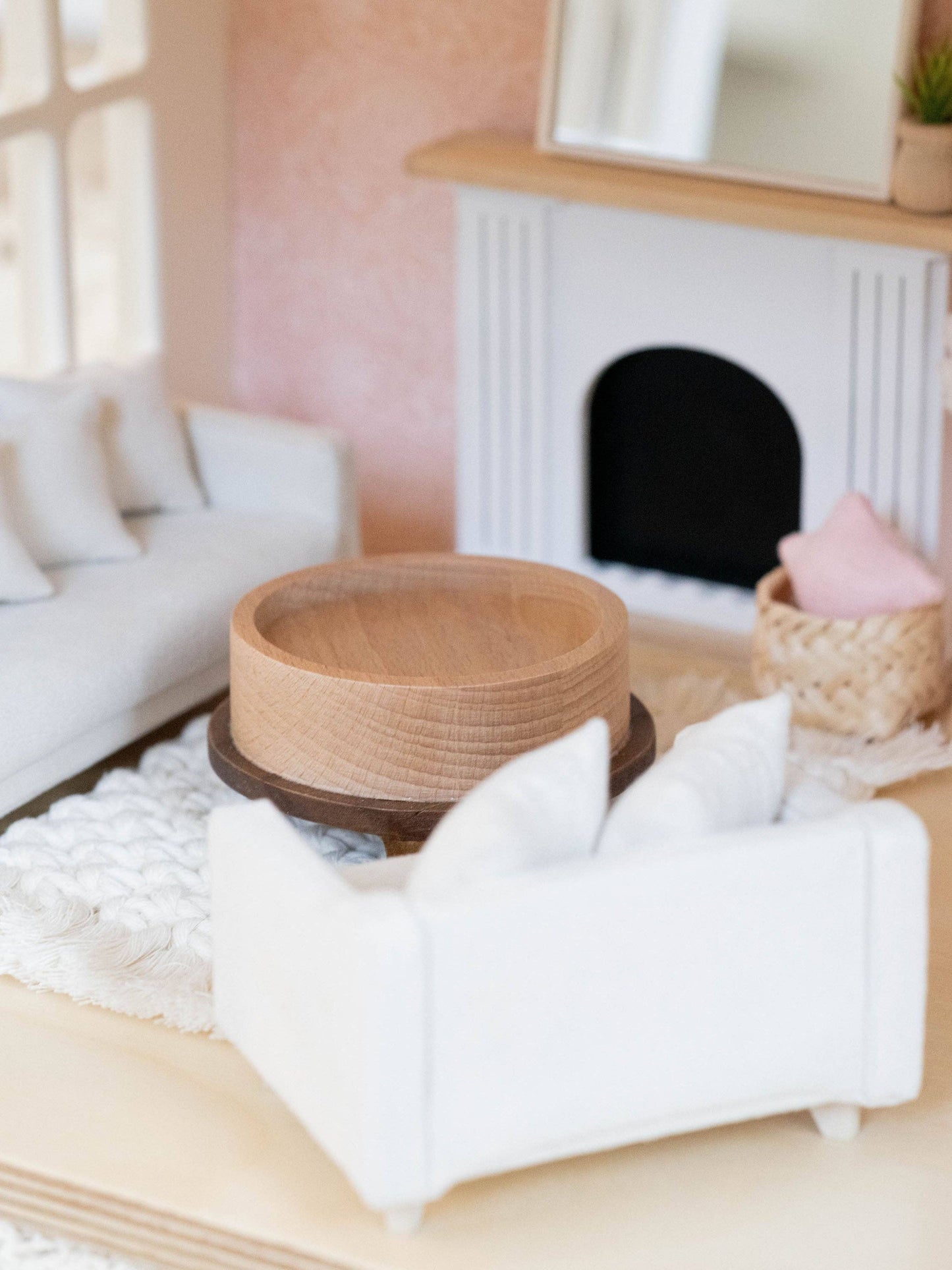 Macy Mae Dollhouse Designs - Dollhouse Salerno Round Wood Two-Tone Coffee Table