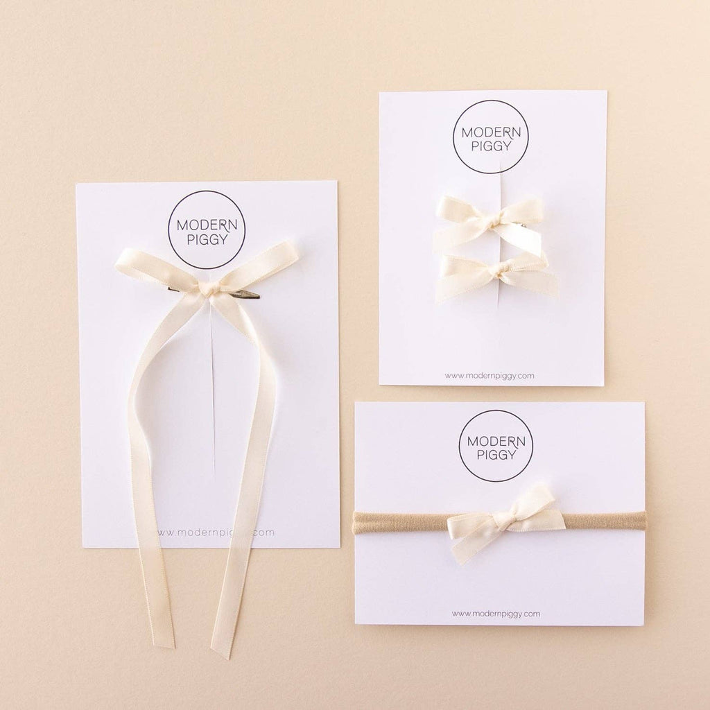 Ivory | Mini Ribbon Bow Set
