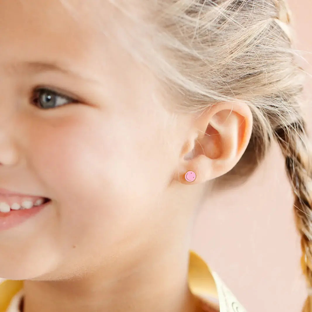 Pip Pop Post - Smile Stud Earrings - Hypoallergenic, Flat Back, Girl Gift