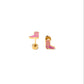 Pip Pop Post - Cowboy Boot Stud Earrings - Hypoallergenic, Flat Back, Girl