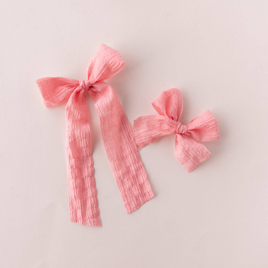 Coral Pink | Pigtail Set - Ribbon Bow