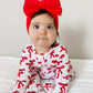 Red Bows / Organic Pointelle 2-Way Zip Footie