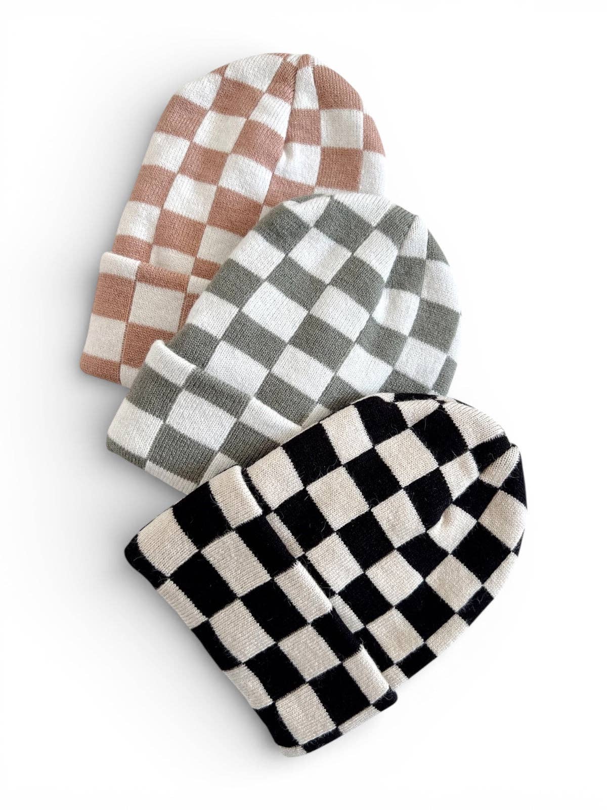 Baby's First Hat, Tan/Warm White Checkerboard