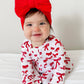Red Bows / Organic Pointelle 2-Way Zip Footie