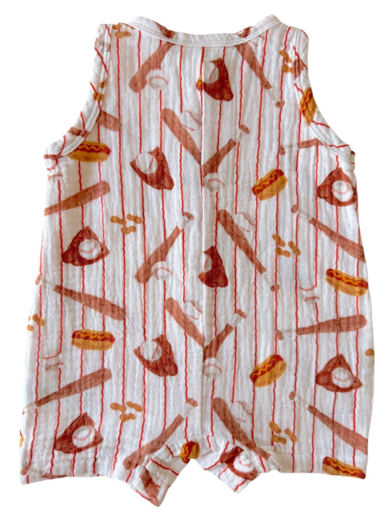 Muslin Shortie Romper, Baseball Game