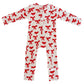 Red Bows / Organic Pointelle 2-Way Zip Romper