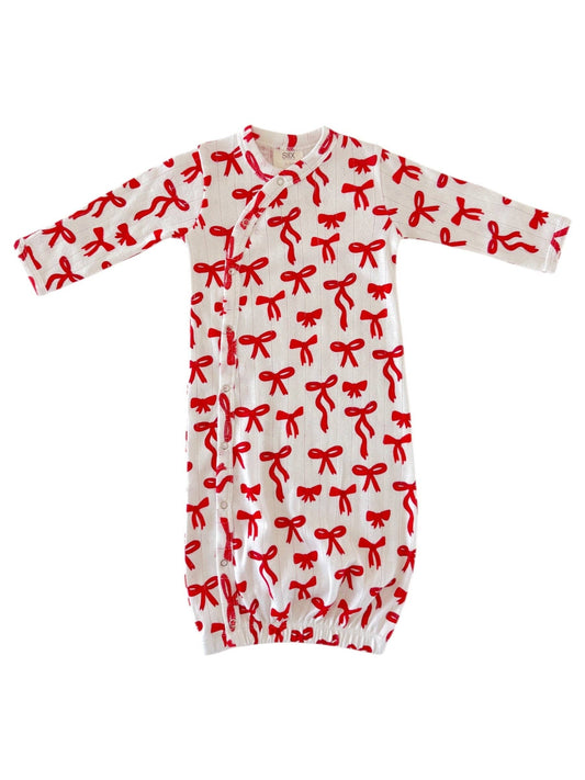 Red Bows / Organic Pointelle Gown