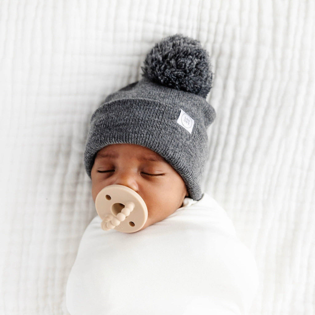 Beanie with Pom - Heathered Charcoal