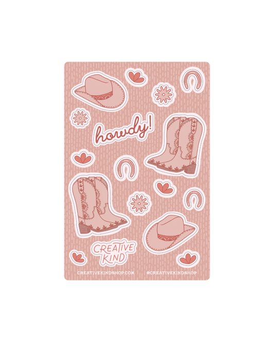 Pink Cowgirl Vinyl Stickers Sheet