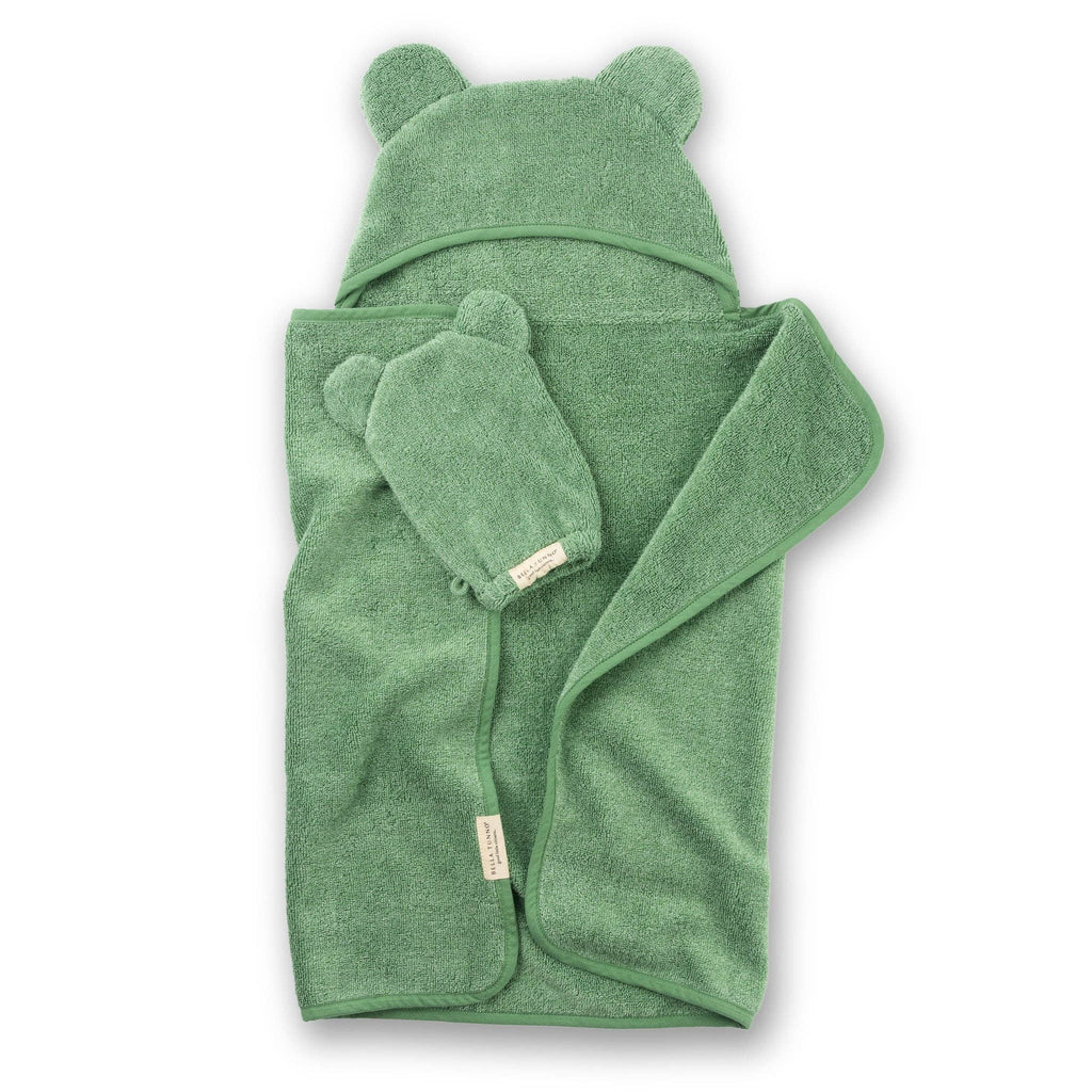 Hooded Towel + Wash Mitt Set - Sea Foam