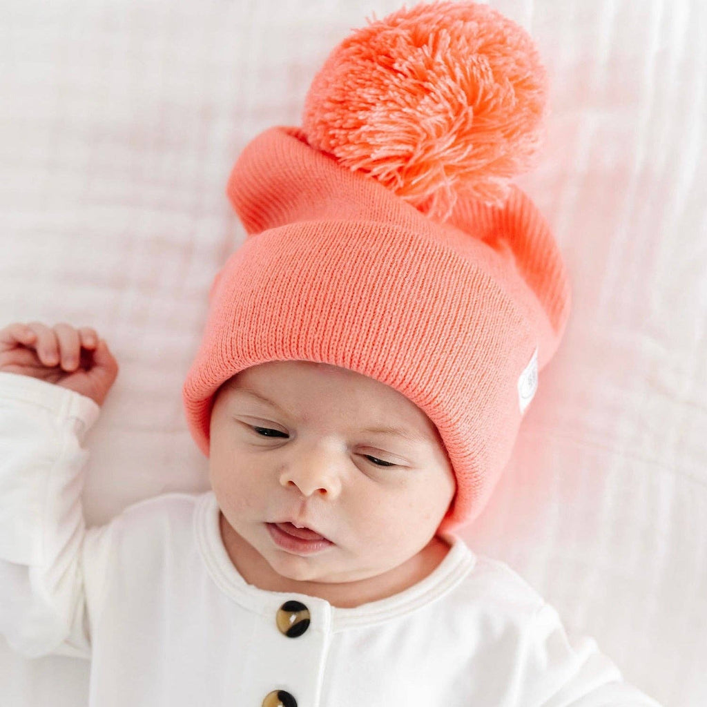 Beanie with Pom - Melon Pink