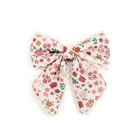 Berry Floral Bow Clip