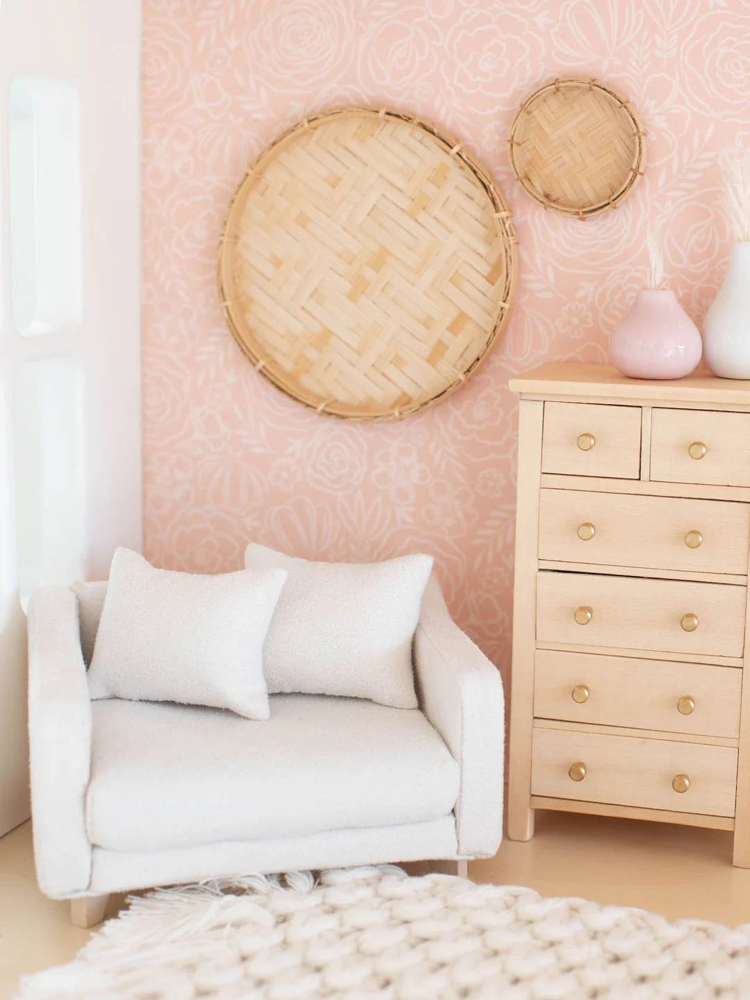 Macy Mae Dollhouse Designs - Dollhouse Tall Dresser | Gold Knobs