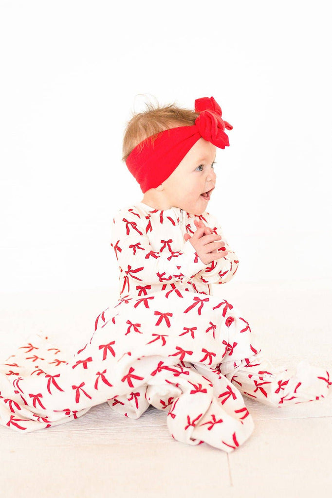 Harp Angel Boutique - Muslin Swaddle Blanket - Red Bows