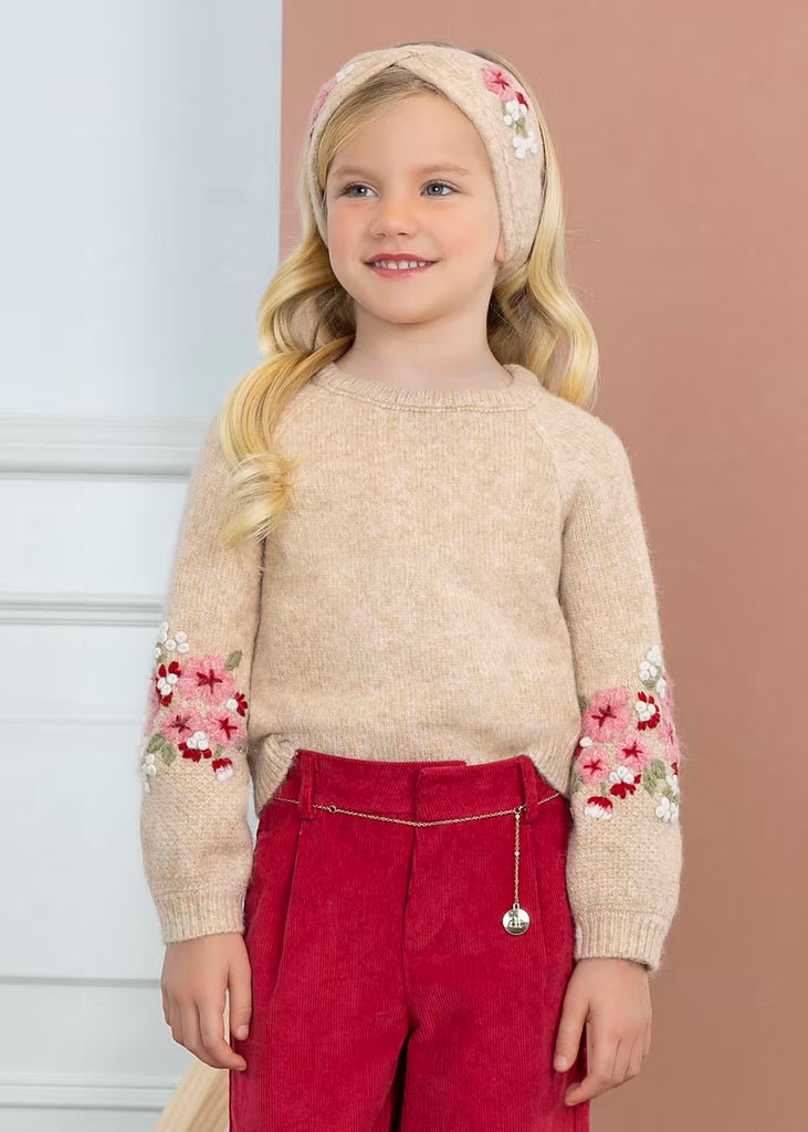 Embroidered Sweater with Headband