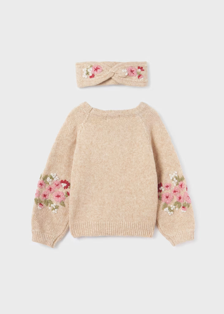 Embroidered Sweater with Headband