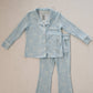 Girl’s Bamboo Button Up Lounge Set | Blue Bows