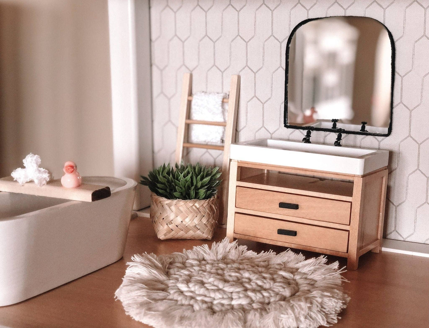 Macy Mae Dollhouse Designs - Dollhouse Weaved Bamboo Basket | Natural