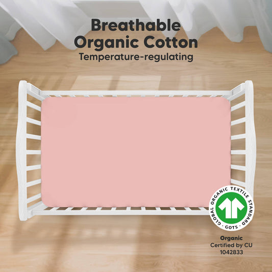 2-pack Organic Cotton Fitted Crib Sheet - Rose