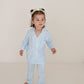 Girl’s Bamboo Button Up Lounge Set | Blue Bows