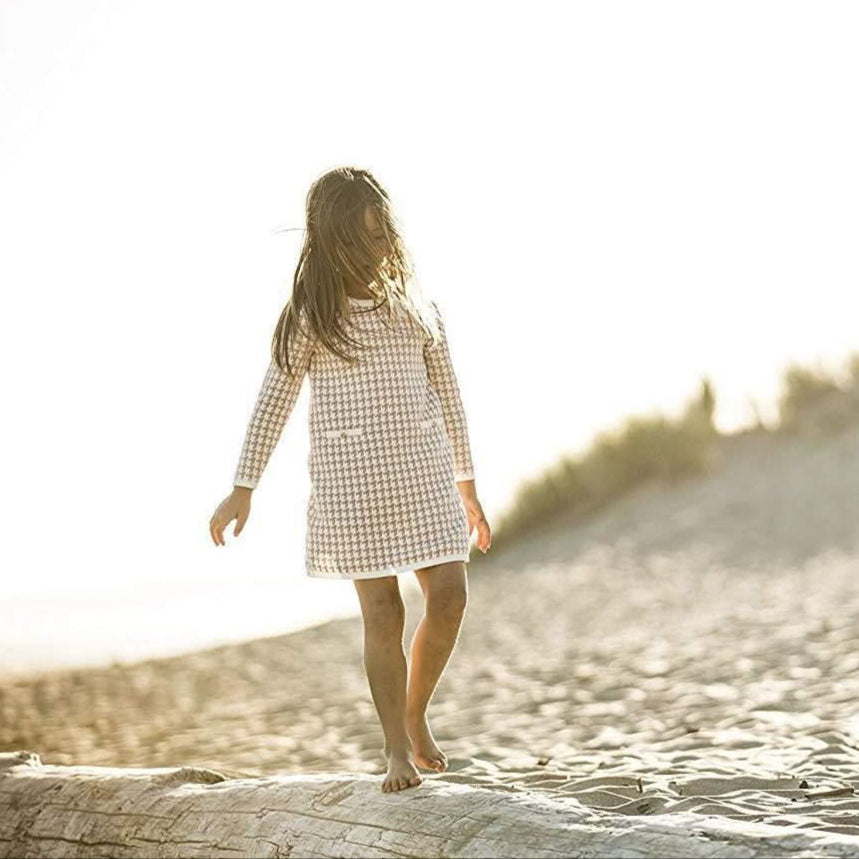 Organic Houndstooth Sweater Dress