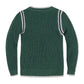 Green sweater with white trim on a white background