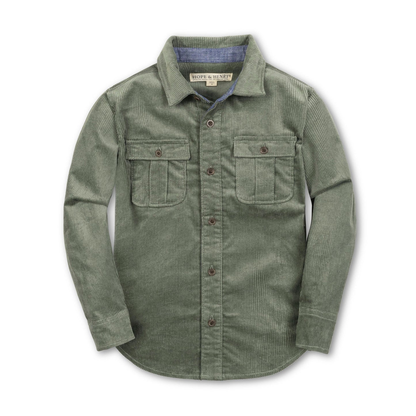 Organic Sage Corduroy Flap Pocket Shirt