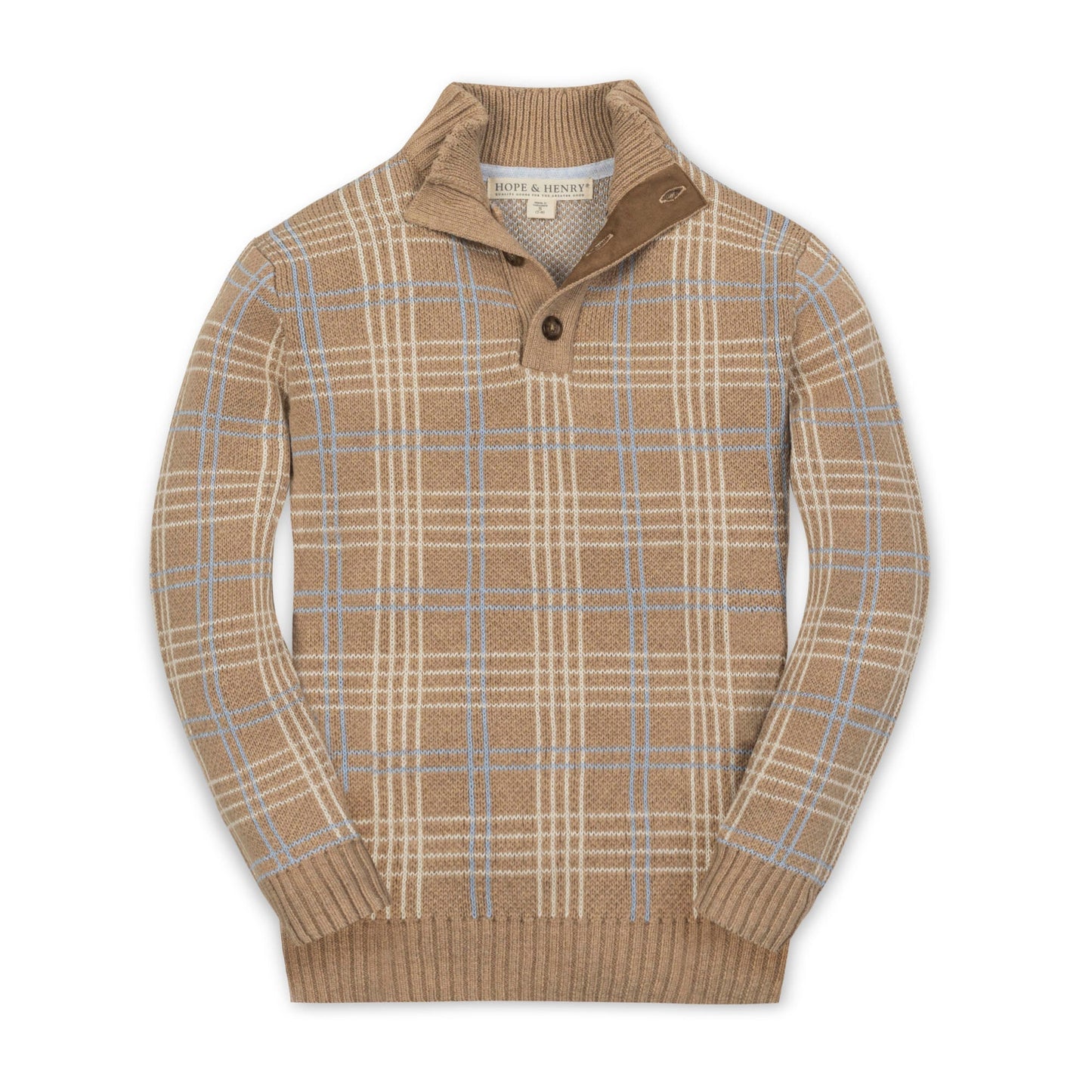 Organic Plaid Mock Neck Sweater