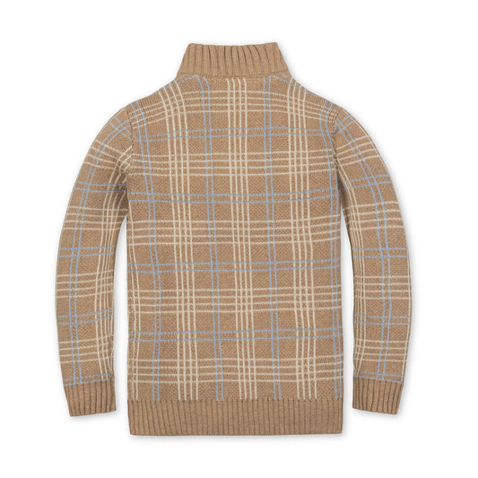 Organic Plaid Mock Neck Sweater