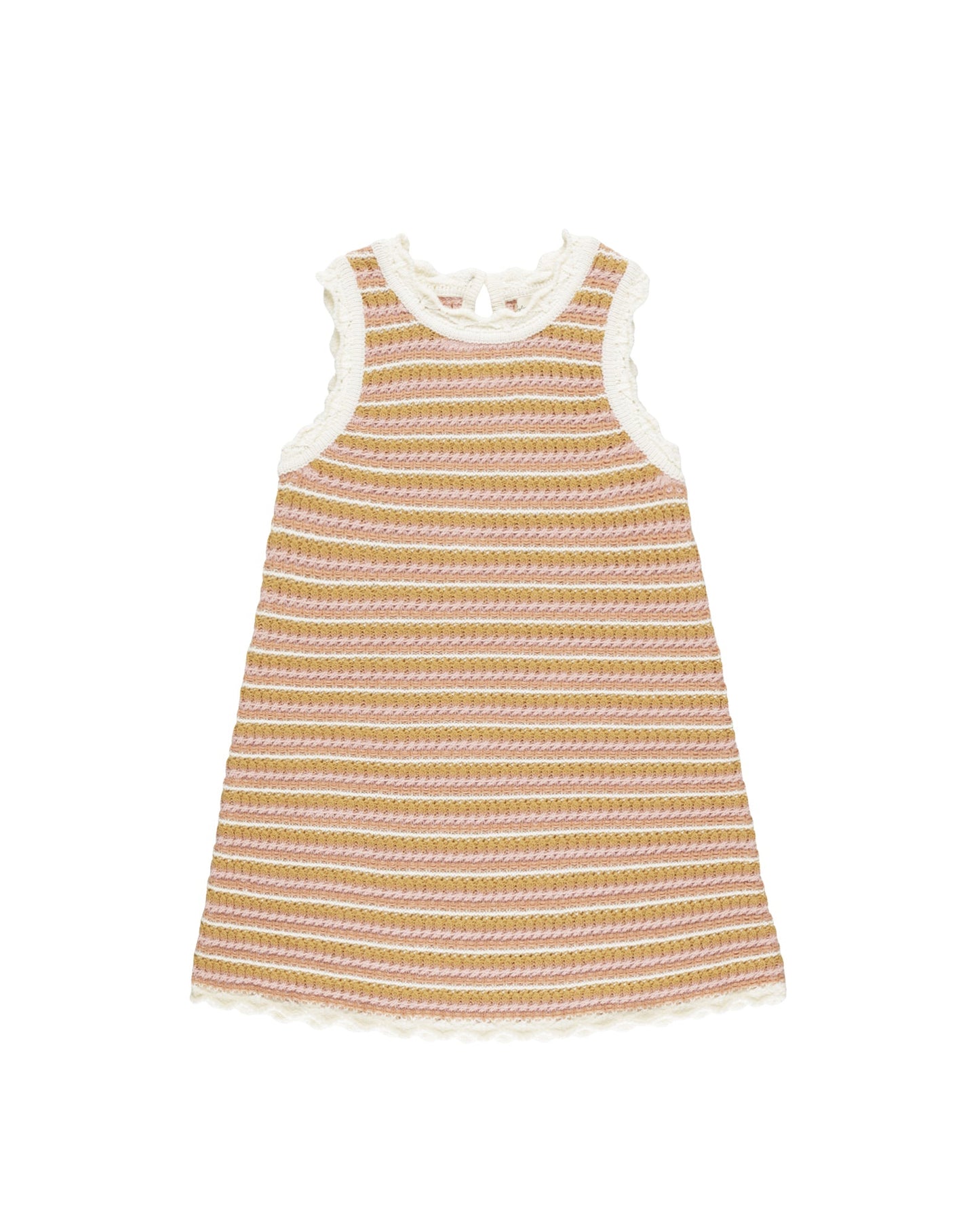 Crochet Tank Mini Dress - Pink Stripe